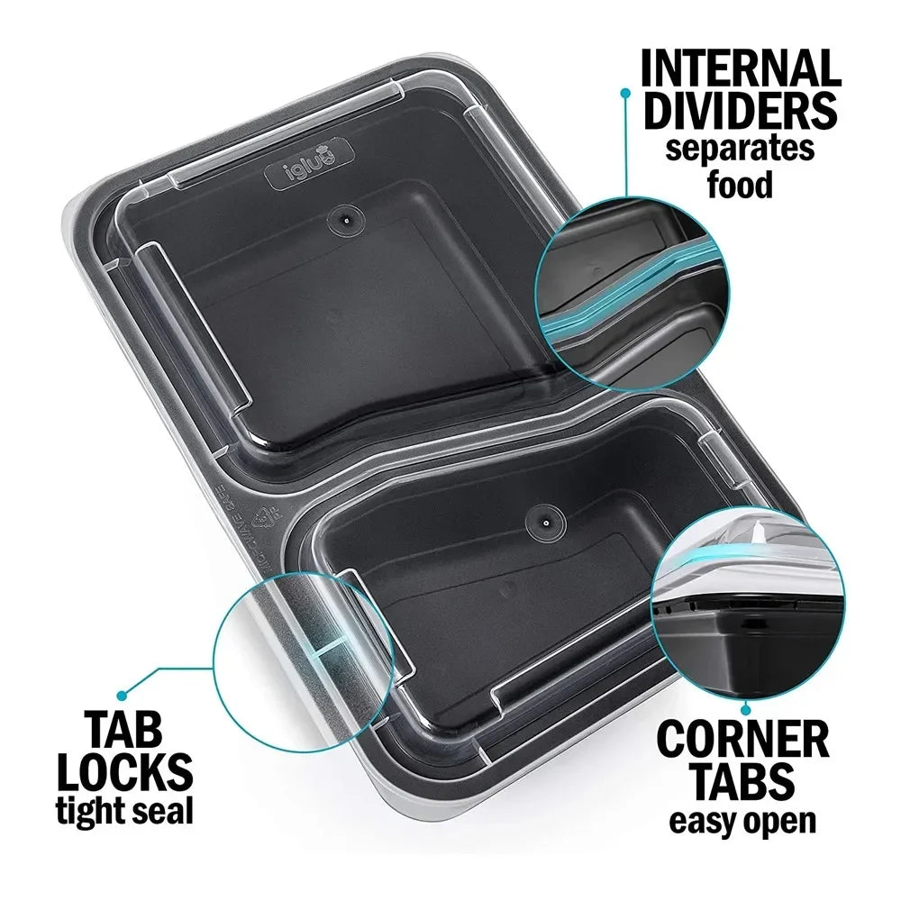 2 Compartment Meal Prep Containers